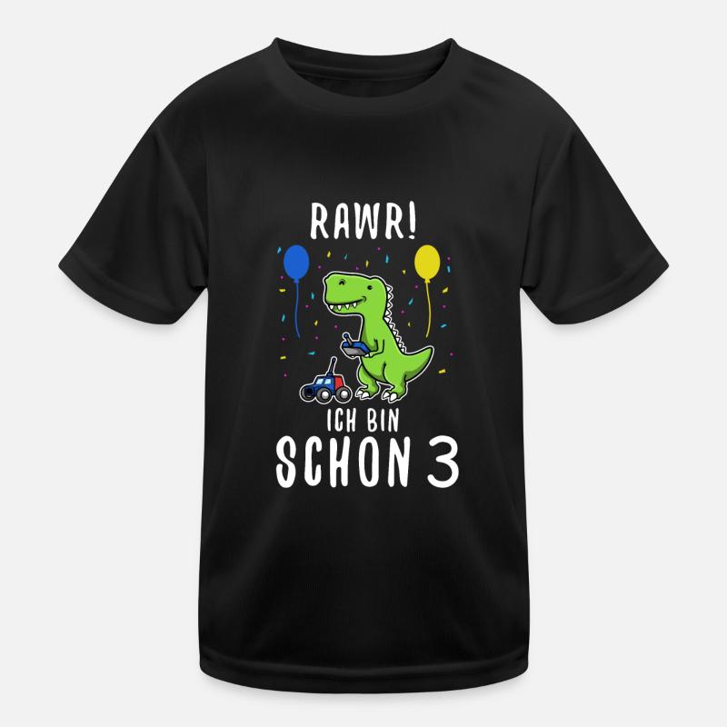Ich bin schon 3 Dino Kinder Funktions-T-Shirt