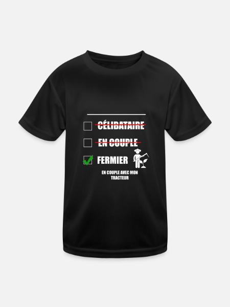 fermier célibataire en couple - T-shirt sport Enfant - noir - Devant