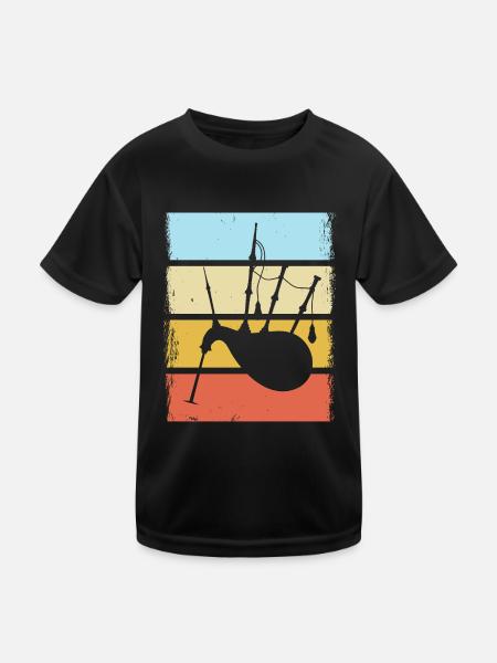 Dudelsack - Kinder Funktions-T-Shirt - Schwarz - Vorne
