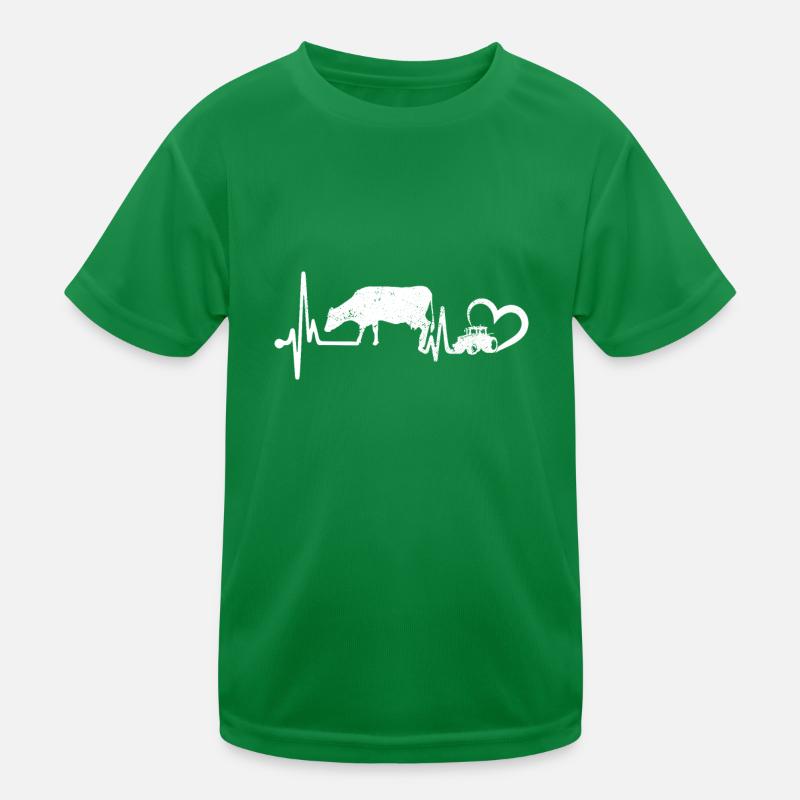 Traktor Herzschlag Bauer Trecker Kinder Funktions-T-Shirt