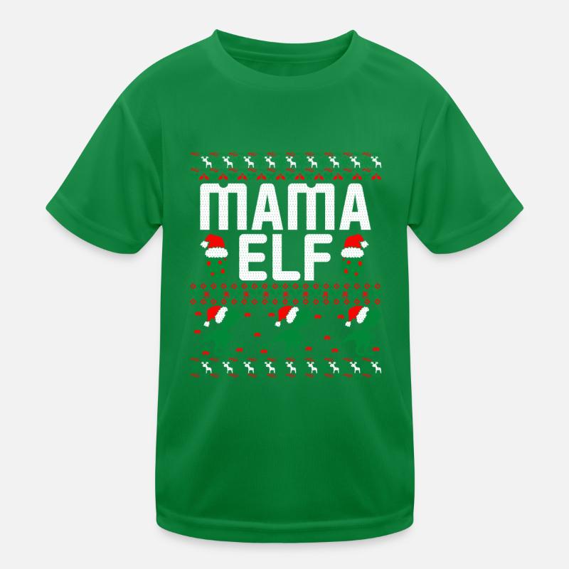Mama Elf hässlicher Weihnachtspullover Kinder Funktions-T-Shirt