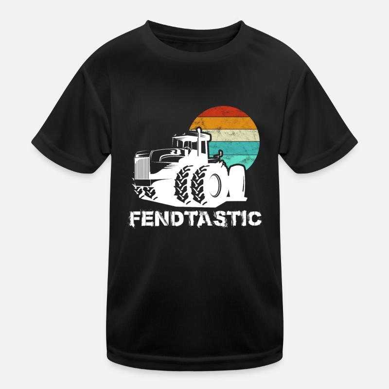 Fendtastic Traktor Vintage - Kinder Funktions-T-Shirt - Schwarz