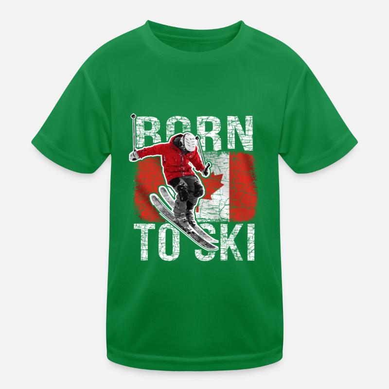 Skier Canada Flag Kids Functional T-Shirt
