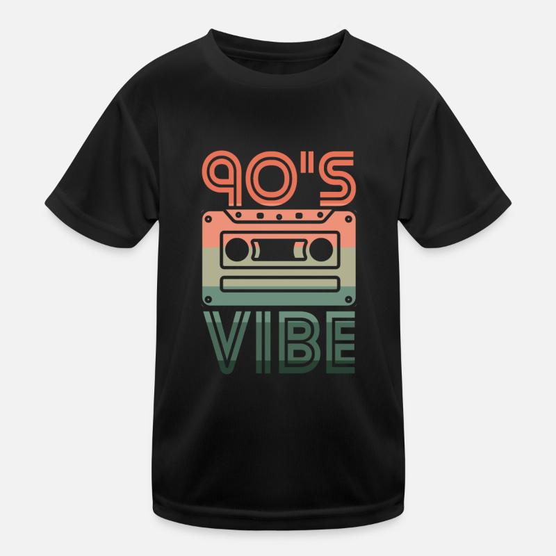 90's Vibe Nineties Retro Cassette - Kids Functional T-Shirt - black