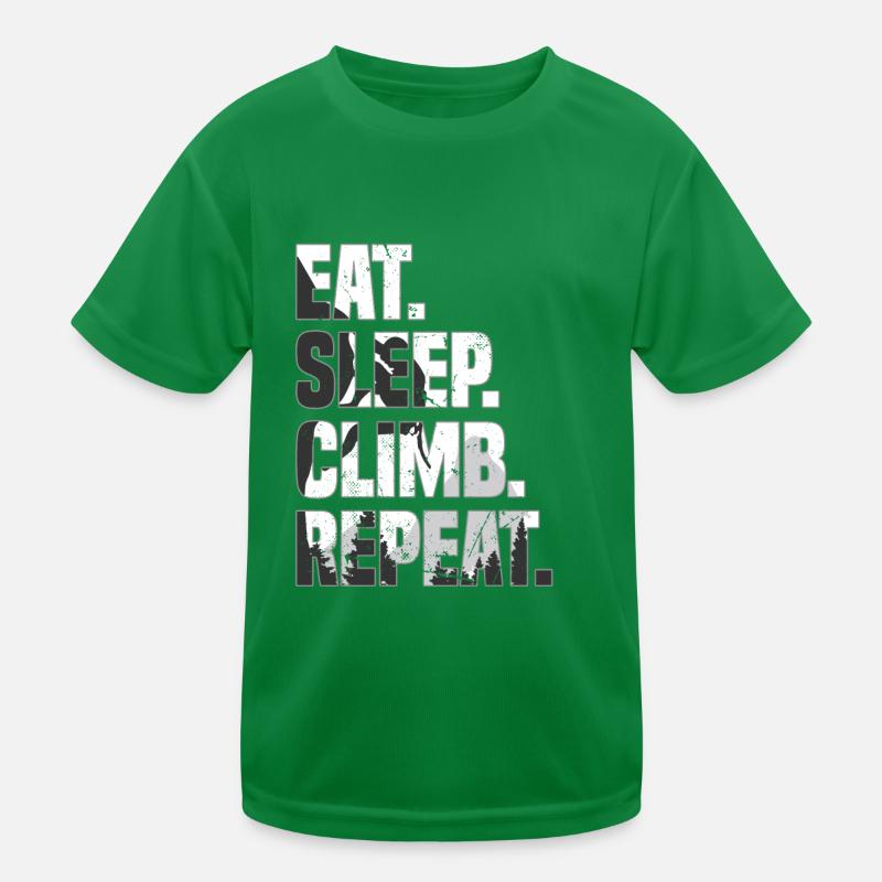 Eat Sleep Climb Repeat Berg Klettern Bouldering Kinder Funktions-T-Shirt