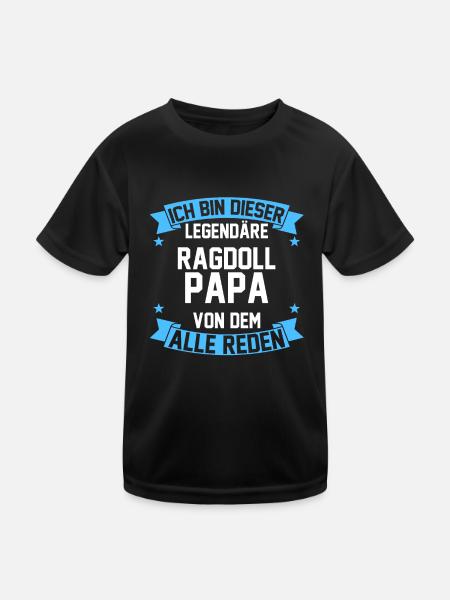 Katzen Papa Vater Vatertag Ragdoll - Kinder Funktions-T-Shirt - Schwarz - Vorne