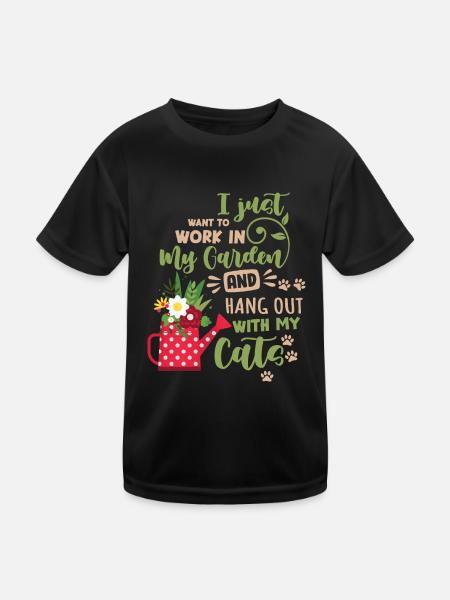 I Just Want To Work In My Garden And Hangout With - Kinder Funktions-T-Shirt - Schwarz - Vorne