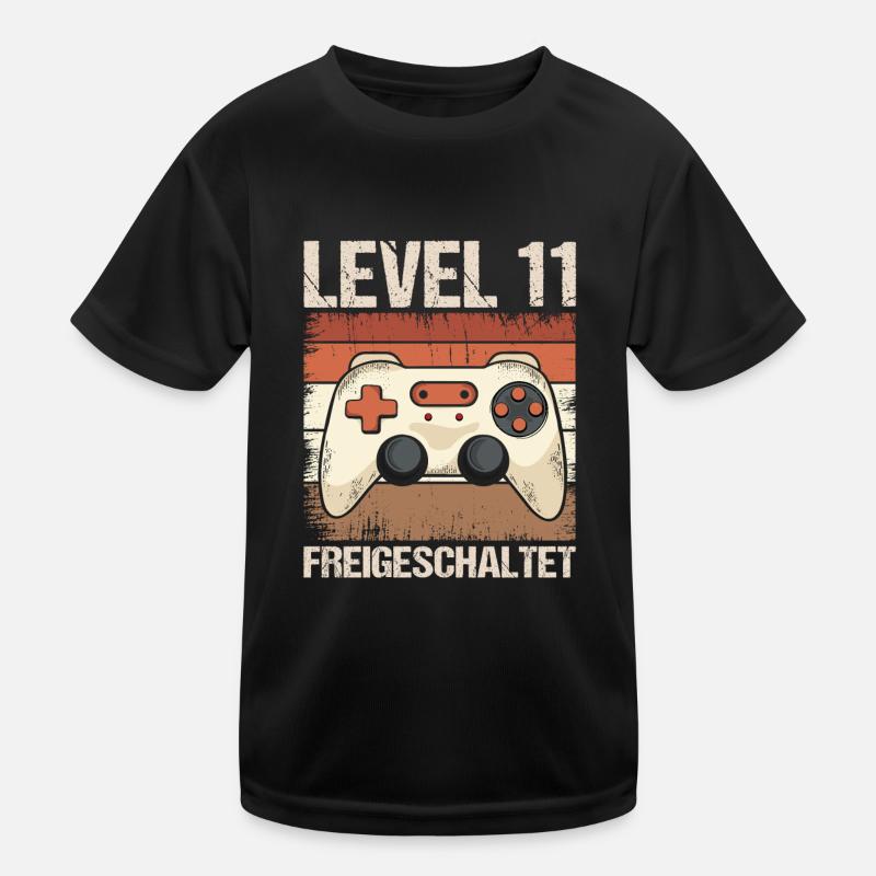 Gamer Level 11 Geburtstag Controller Gamepad retro Kinder Funktions-T-Shirt