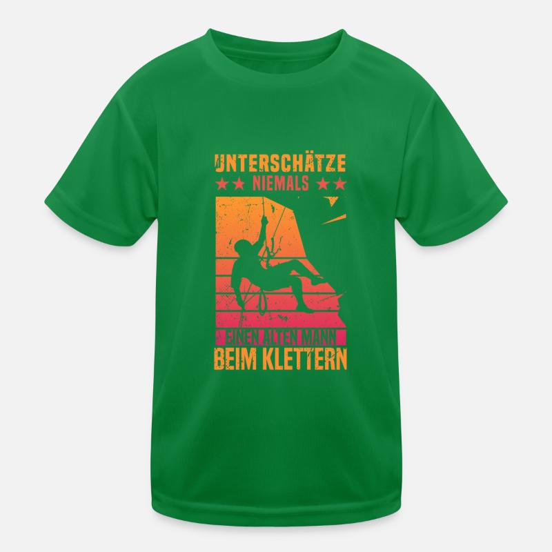 Berg Klettern Bergsteigen Alten Mann beim Klettern Kinder Funktions-T-Shirt