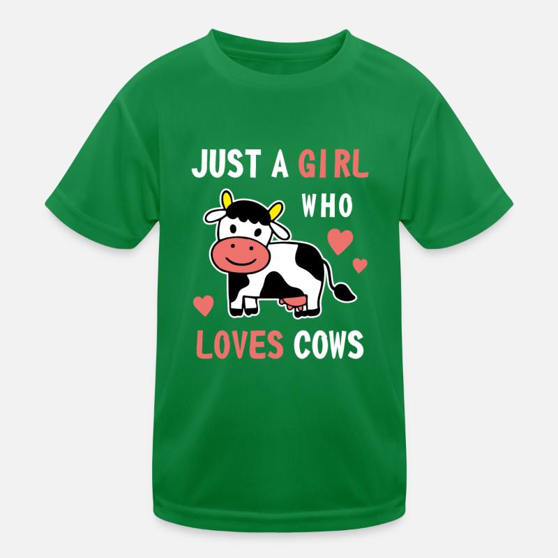 Nur ein Mädchen, das Kühe liebt Bauer Milch Liebhaber Kuh F Kinder Funktions-T-Shirt