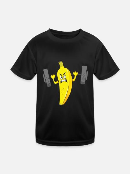 Gym Fitness Banane Fitnessstudio Bodybuilding - Kinder Funktions-T-Shirt - Schwarz - Vorne