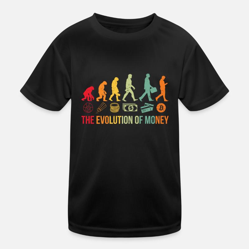 Cryptocurrency Crypto BTC The Evolution Of Money Kids Functional T-Shirt