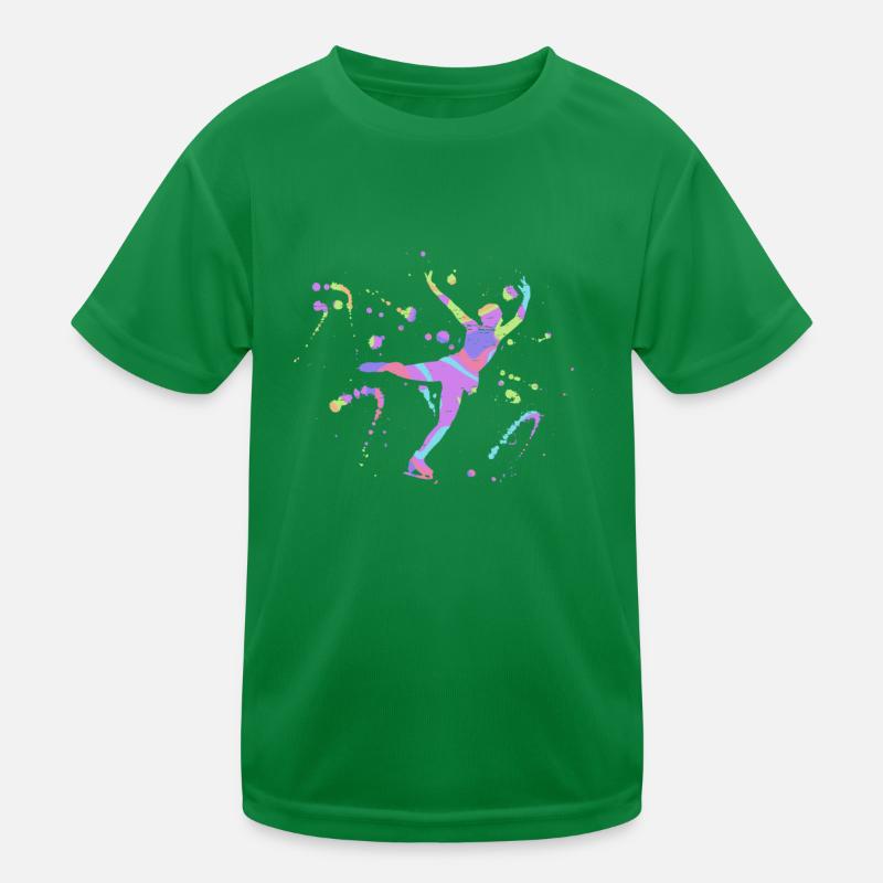 Eisläufer Eiskunstlauf Silhouette Kinder Funktions-T-Shirt