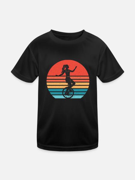 Einrad - Kinder Funktions-T-Shirt - Schwarz - Vorne