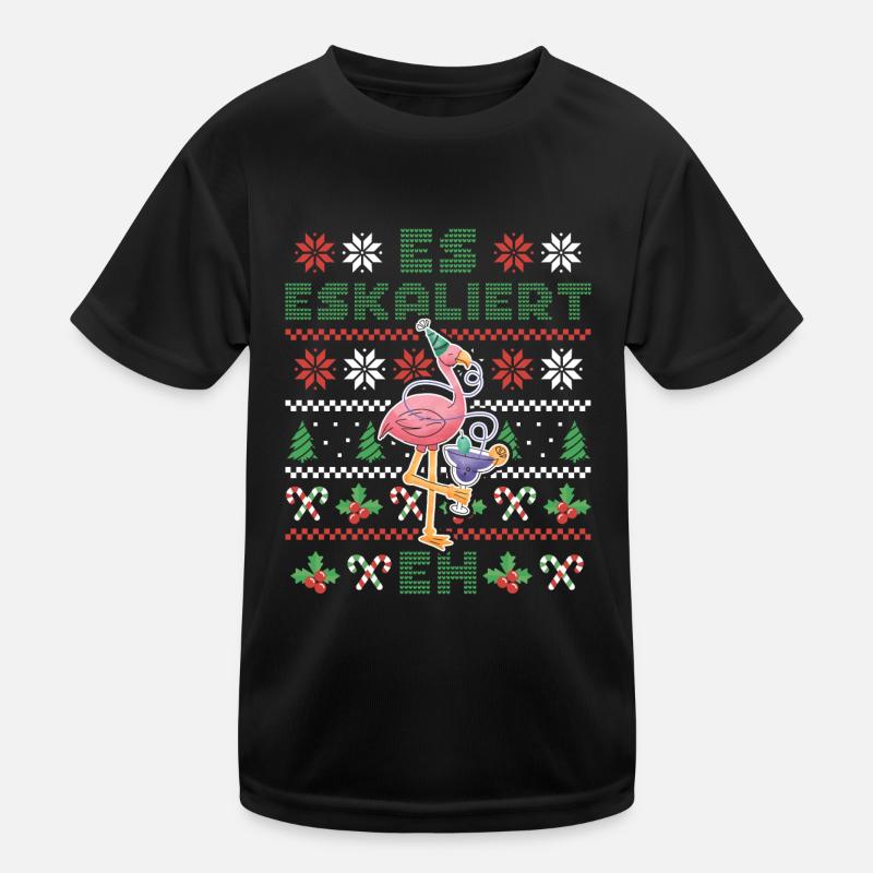 Christmas Flamingo It Escalates Anyway Kids Functional T-Shirt
