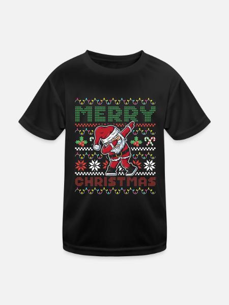 Merry Christmas Dabbing Santa Claus Pajama - Kinder Funktions-T-Shirt - Schwarz - Vorne