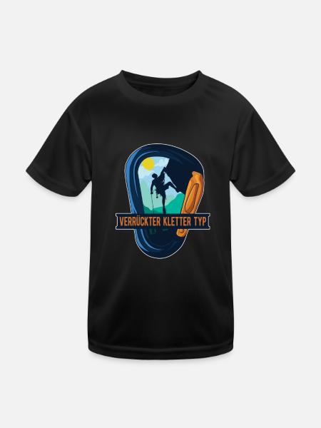 Klettern Bergsport Kletterer - Kinder Funktions-T-Shirt - Schwarz - Vorne