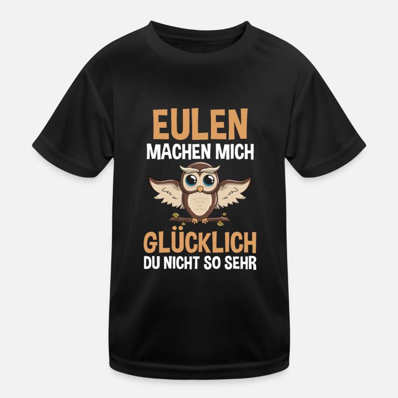 Eule Wald Eulen - Kinder Funktions-T-Shirt - Schwarz