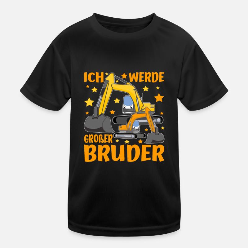 Grosser Bruder Bagger Ich Werde Großer Bruder - Kinder Funktions-T-Shirt - Schwarz