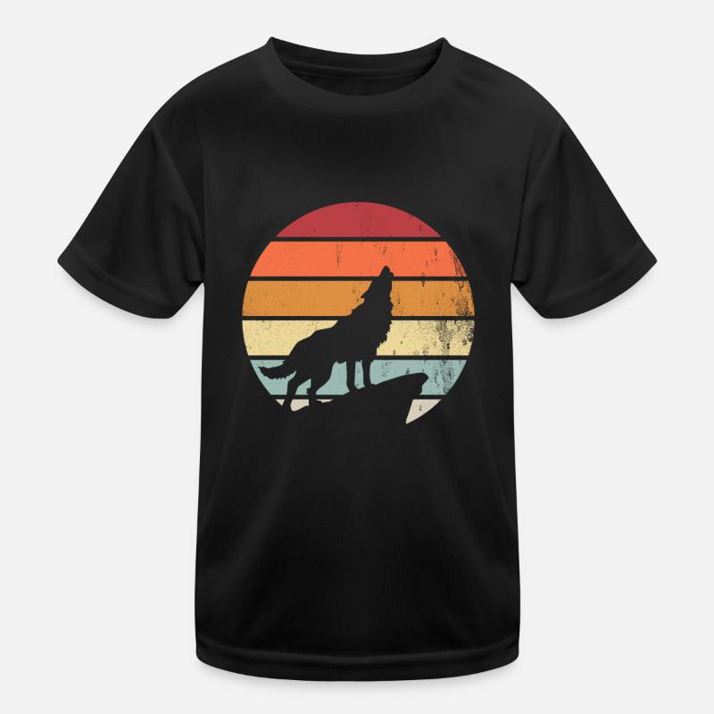 Retro Wölfe Wolf Geschenk Geschenkidee Kinder Funktions-T-Shirt