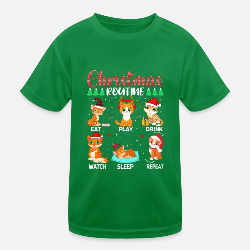 Christmas Routine Katze Kinder Funktions-T-Shirt