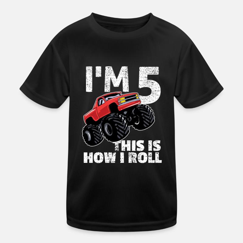 5. Geburtstag Monstertruck 5 Jahre Junge Geschenk Kinder Funktions-T-Shirt