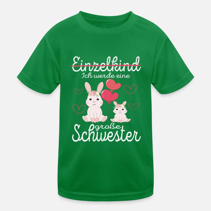 Einzelkind Ich werde Große Schwester Hasen Mädchen Kinder Funktions-T-Shirt