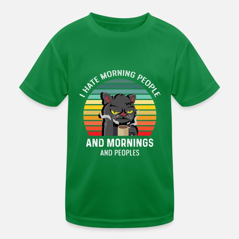 Je déteste les gens et le chat du matin avec du café T-shirt sport Enfant
