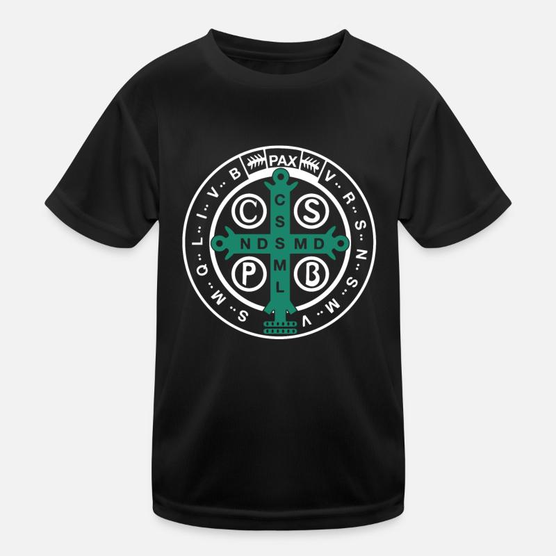 Religious Catholic St. Benedict Medal Kids Functional T-Shirt