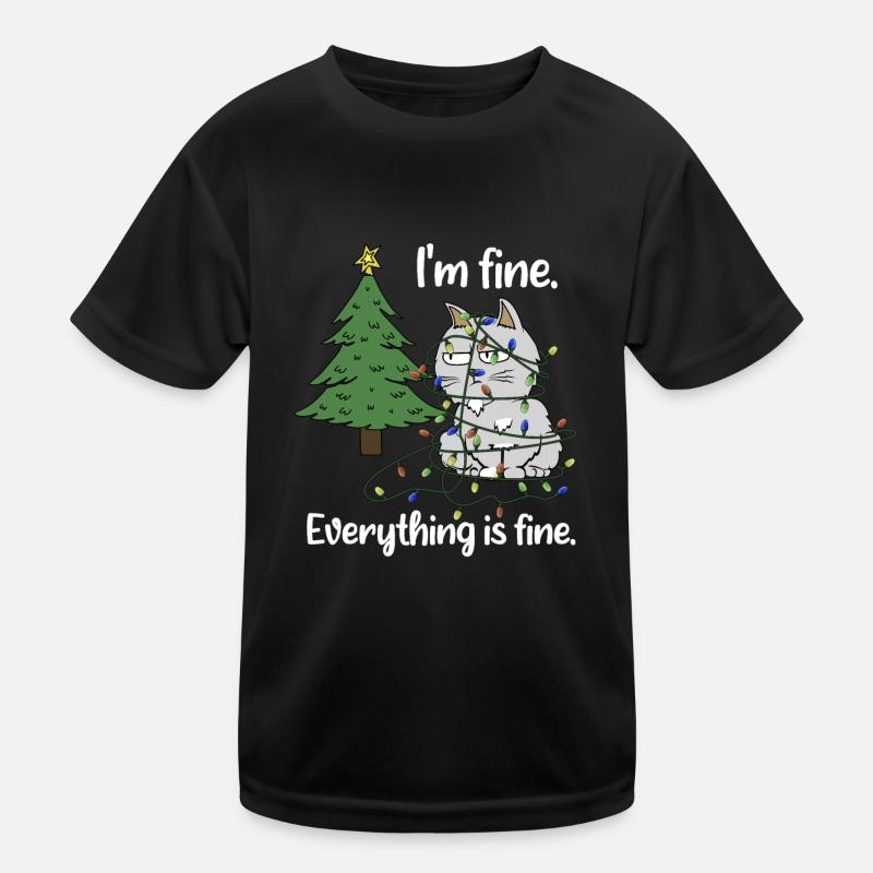 Mir Geht Es Gut Verhedderte Katze Weihnachts Licht Kinder Funktions-T-Shirt