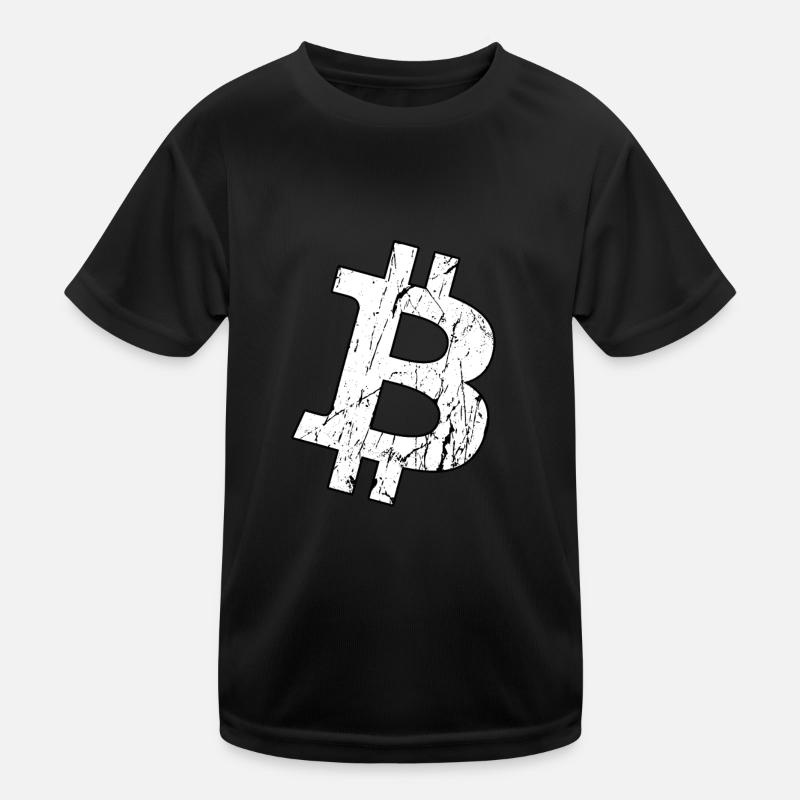 Bitcoin BTC logo white grunge effect Kids Functional T-Shirt