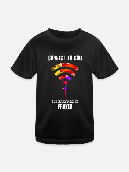 Verbindung Zu Gott Passwort Ist Das Gebet, Christ - Kinder Funktions-T-Shirt - Schwarz - Vorne