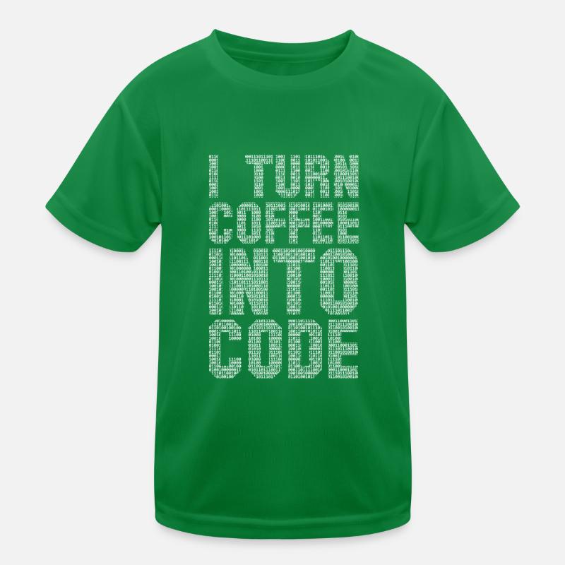 I Turn Coffee Into Code funny saying motivational Kinder Funktions-T-Shirt
