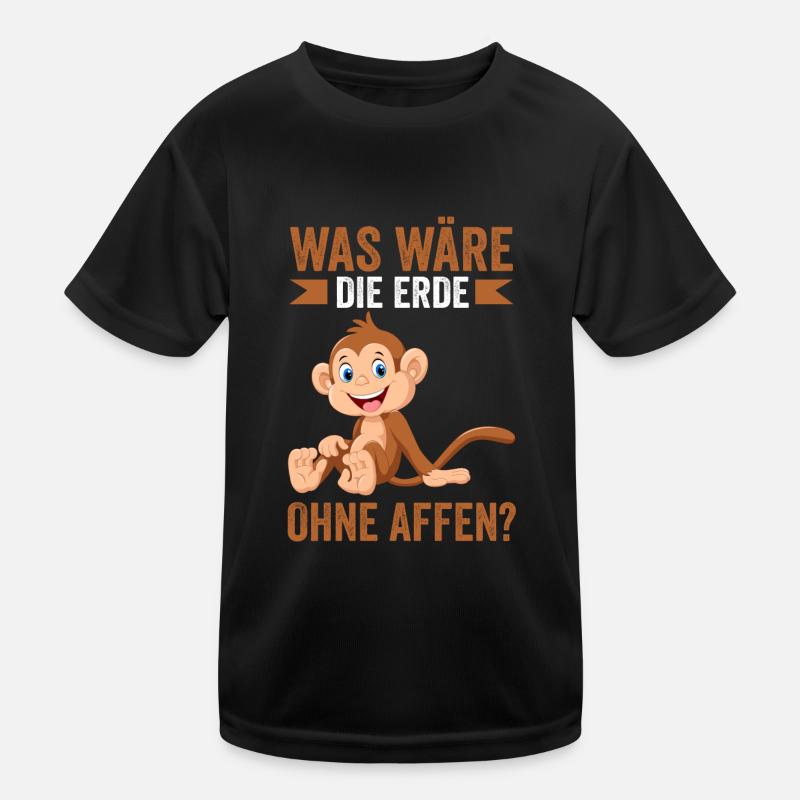 Umweltschutz Affe Affen - Kinder Funktions-T-Shirt - Schwarz