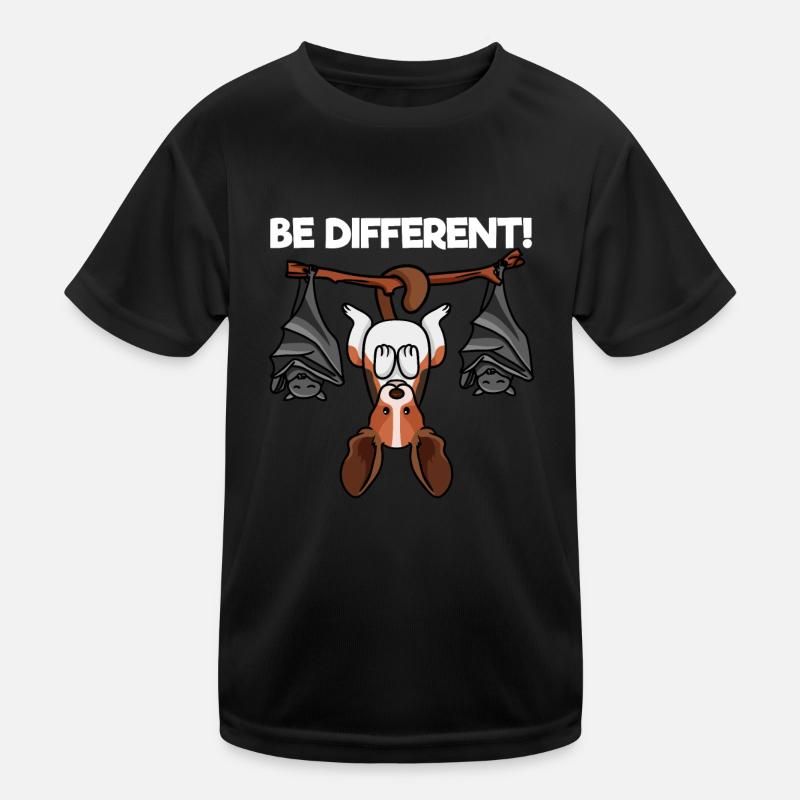 Be Different Beagle Hund mit Fledermäusen Kinder Funktions-T-Shirt