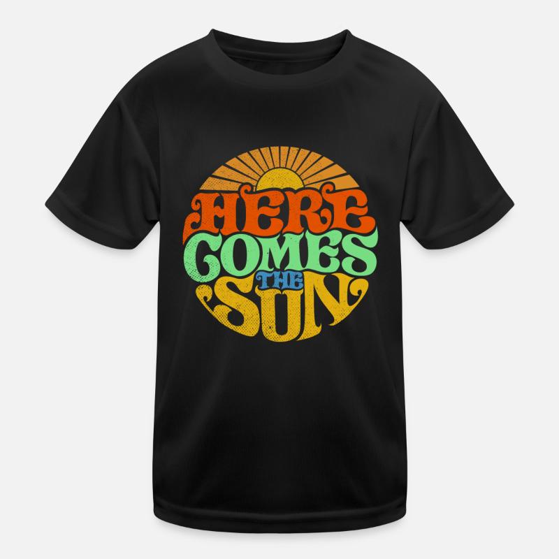 Hier Kommt Die Sonne, Retro 70er Jahre Kinder Funktions-T-Shirt