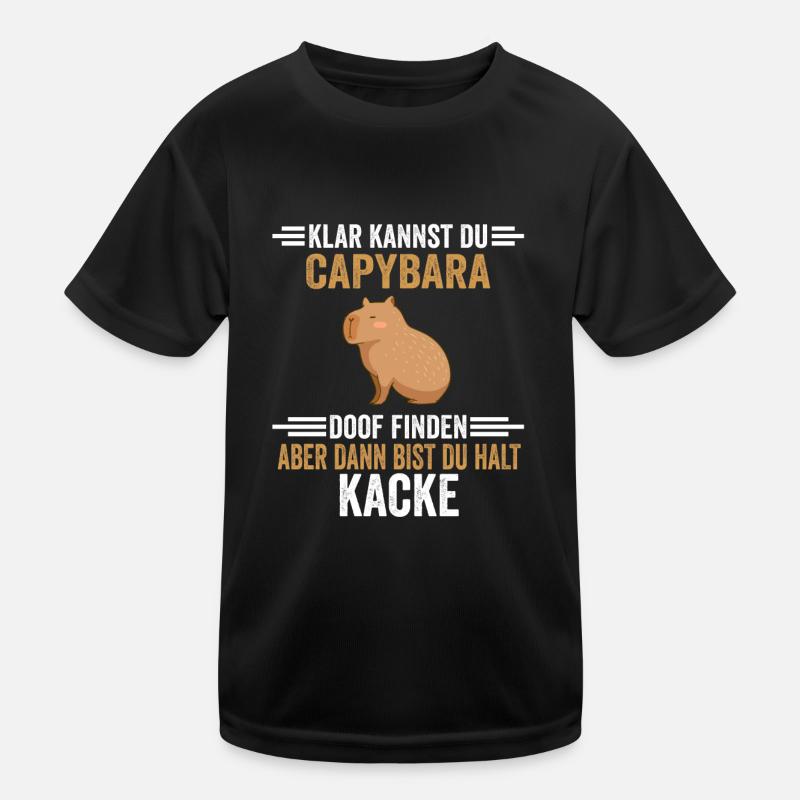 Capybara Zootier - Kinder Funktions-T-Shirt - Schwarz
