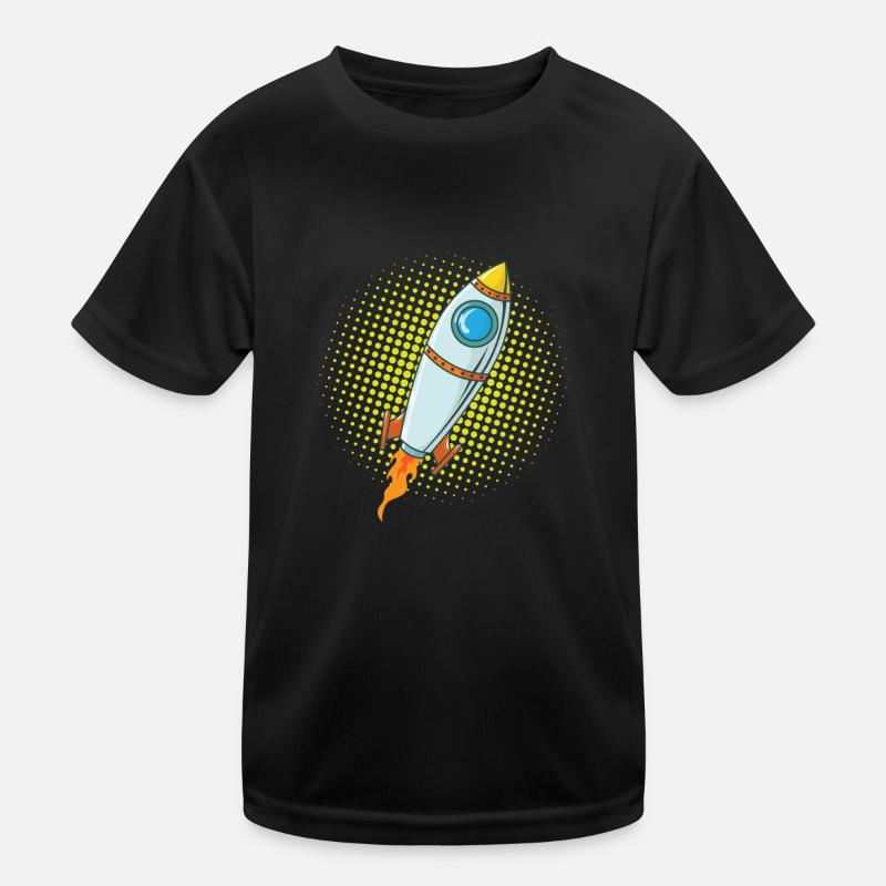 Moon Rocket Spaceship Comic Missile Kids Functional T-Shirt