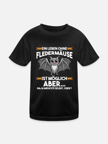 Fledermaus - Kinder Funktions-T-Shirt - Schwarz - Vorne