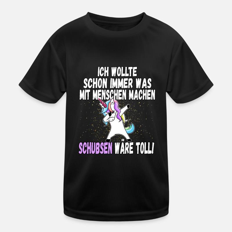 "Was mit Menschen machen" - lustig Einhorn Spruch - Kinder Funktions-T-Shirt - Schwarz