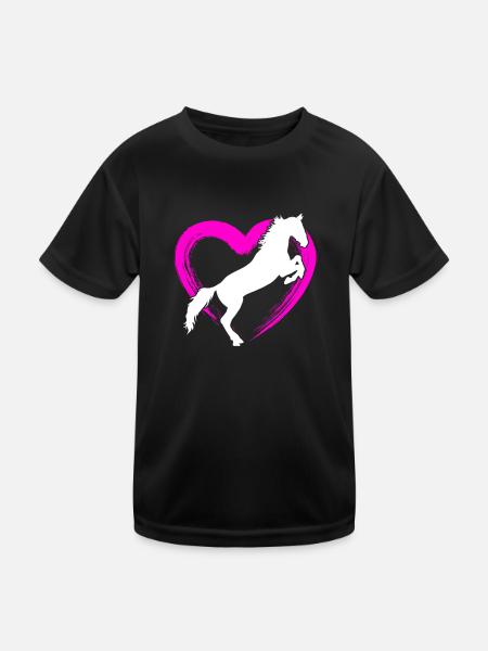 Pferd Pferdeliebe - Kinder Funktions-T-Shirt - Schwarz - Vorne