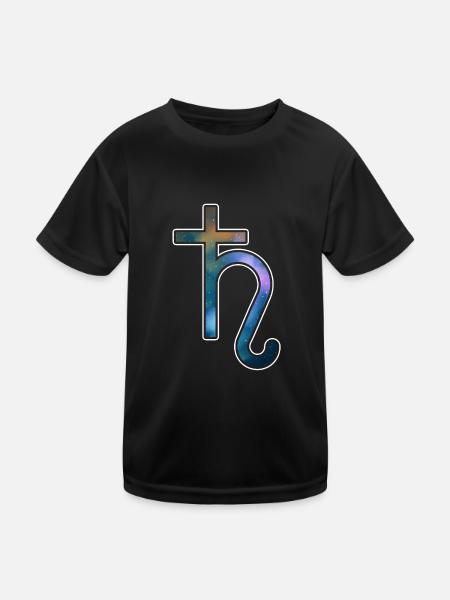 Saturne Signe d’astrologie Espace Système solaire - T-shirt sport Enfant - noir - Devant