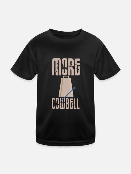Musiker Humor Mehr Cowbell Funny Band Cowbell - Kinder Funktions-T-Shirt - Schwarz - Vorne