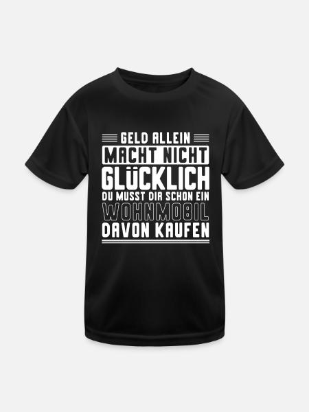 Wohnmobil, Camper, - Kinder Funktions-T-Shirt - Schwarz - Vorne