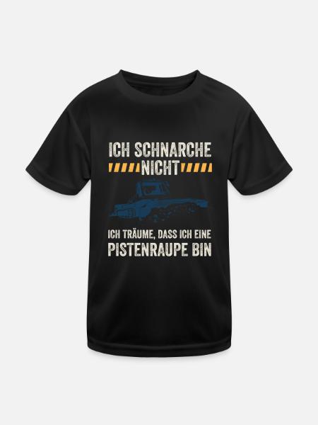 Ich schnarche nicht ich träume Pistenraupe Ski - Kinder Funktions-T-Shirt - Schwarz - Vorne