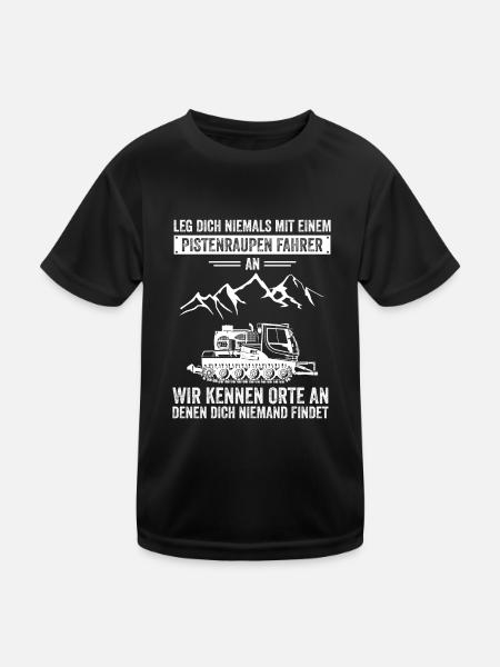 Leg dich niemals mit einem pistenraupen fahrer - Kinder Funktions-T-Shirt - Schwarz - Vorne