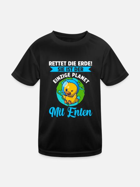 Umweltschutz Ente Tierschutz Enten - Kinder Funktions-T-Shirt - Schwarz