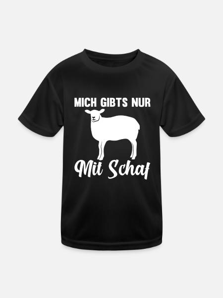 Mich gibt’s nur mit Schaf - Kinder Funktions-T-Shirt - Schwarz - Vorne