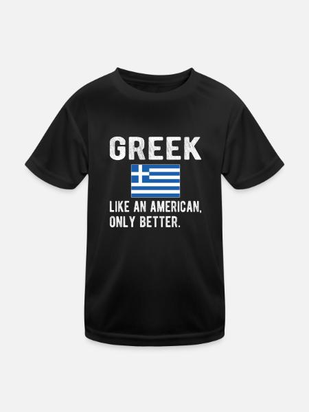 Grèce Grèce Drapeau Origine grecque - T-shirt sport Enfant - noir - Devant