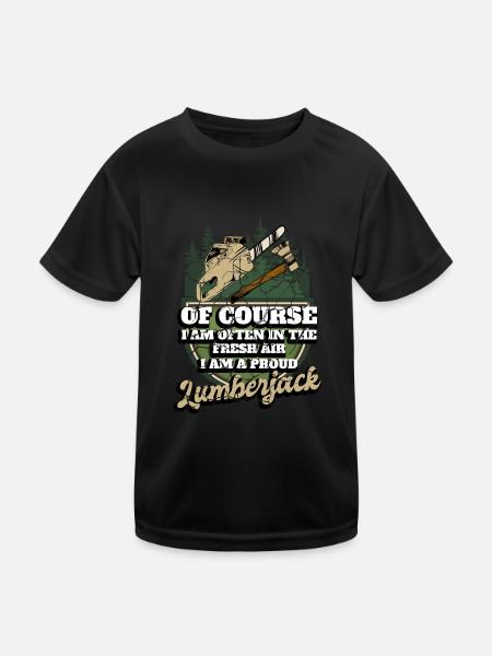 Motorsäge Förster Holzfäller - Kinder Funktions-T-Shirt - Schwarz - Vorne